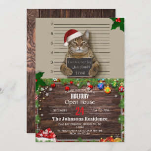 Mugshot Cat Christmas Invitation
