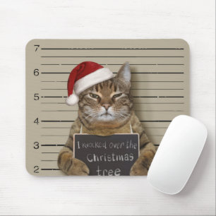 Mugshot Cat Christmas Mouse Pad