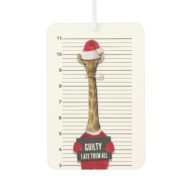 Mugshot Guilty Giraffe Funny Christmas Car Air Freshener (Front)
