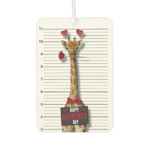 Mugshot Guilty Giraffe Funny Happy Valentine's Day Car Air Freshener