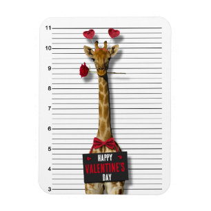 Mugshot Guilty Giraffe Funny Happy Valentine's Day Magnet