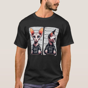 Mugshot Sphynx Sign Bad Cat Cute Humour & Cats Lov T-Shirt