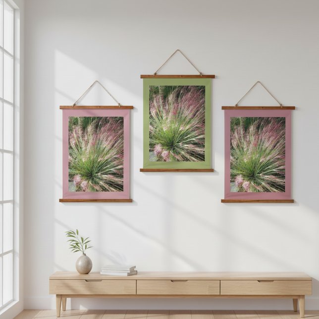 Muhly Grass Pink and Green Photographic Nature Hanging Tapestry (Creator Uploaded)
