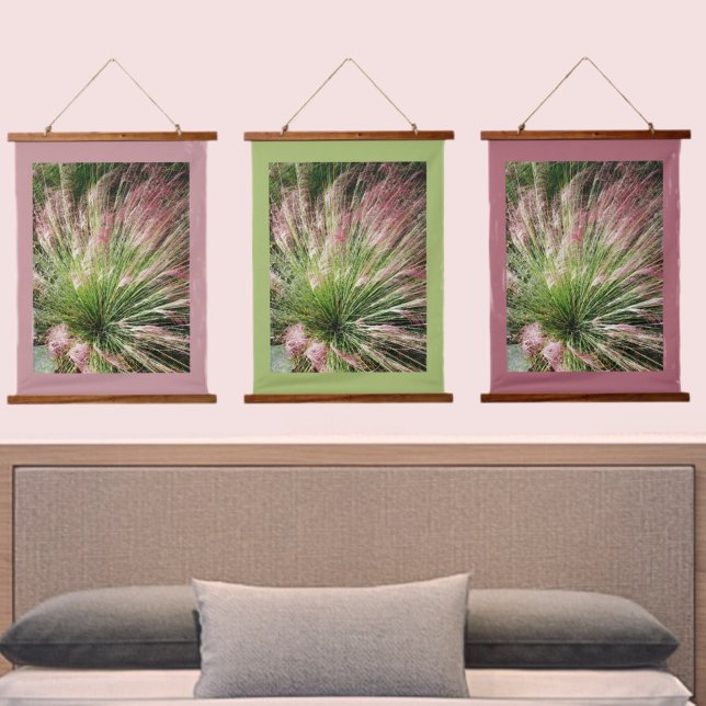 Muhly Grass Pink and Green Photographic Nature Hanging Tapestry (Creator Uploaded)