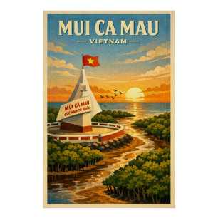Mui Ca Mau, Vietnam, in a classic retro Poster