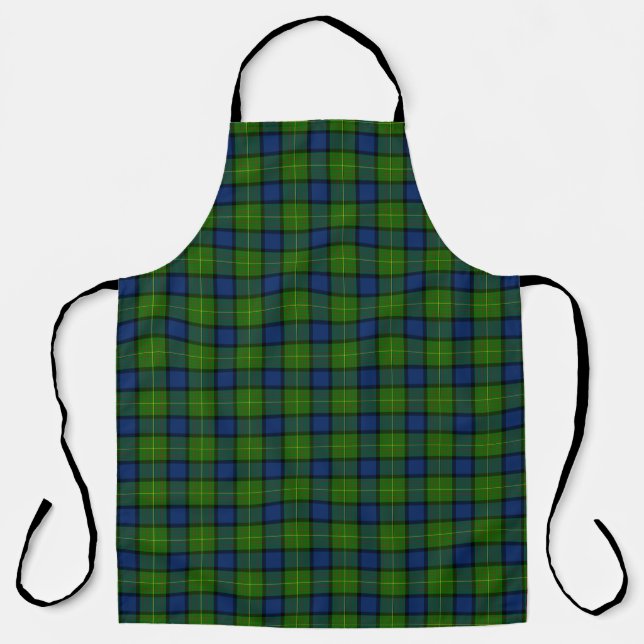 Muir Moore tartan green blue plaid Apron (Front)