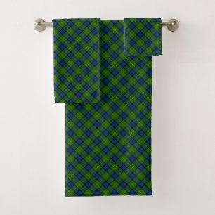 Muir Moore tartan green blue plaid Bath Towel Set