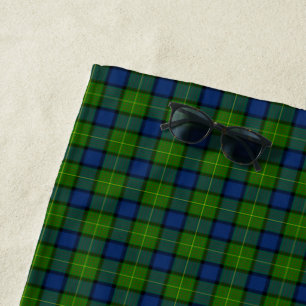 Muir Moore tartan green blue plaid Beach Towel