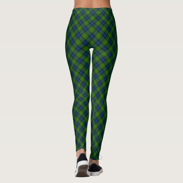 Muir Moore tartan green blue plaid Leggings (Back)