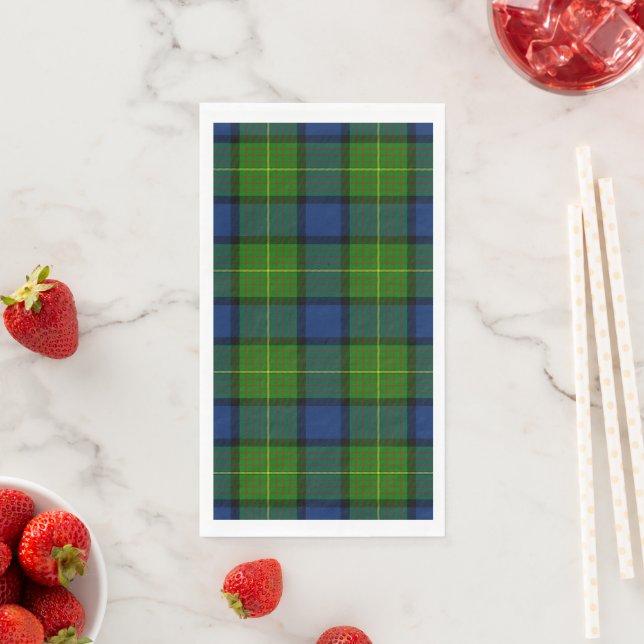 Muir Moore tartan green blue plaid Napkin (Insitu)