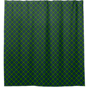 Muir Moore tartan green blue plaid Shower Curtain