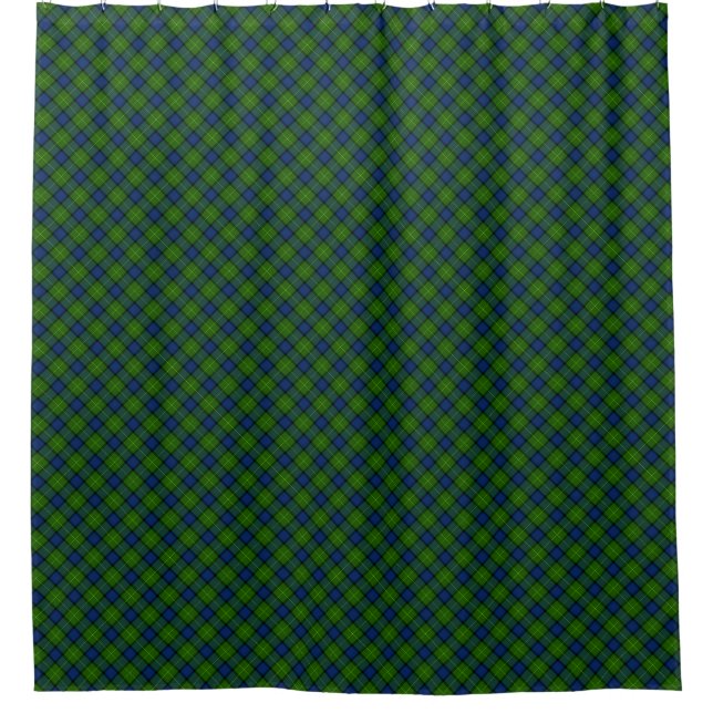 Muir Moore tartan green blue plaid Shower Curtain (Front)