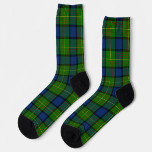 Muir Moore tartan green blue plaid Socks