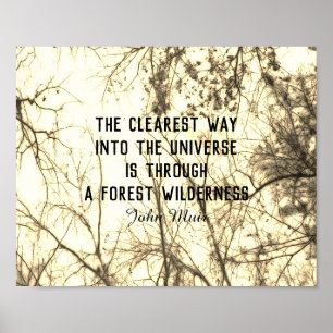 Muir nature quote sepia tree photo art poster