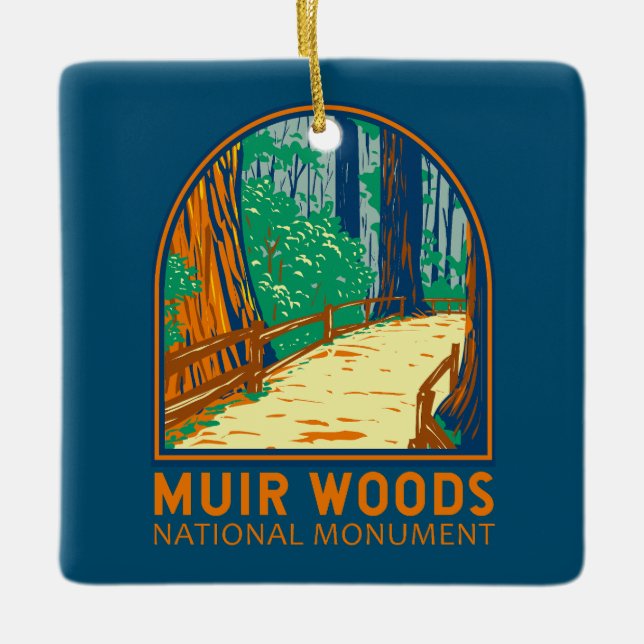 Muir Woods National Monument California Emblem Ceramic Ornament (Front)