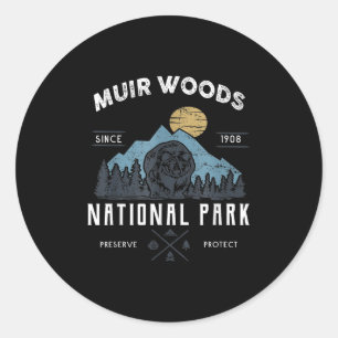Muir Woods National Park Hiking Camping Classic Round Sticker
