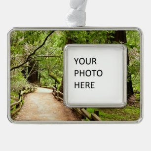 Muir Woods Path II Nature Photography Silver Plated Framed Ornament