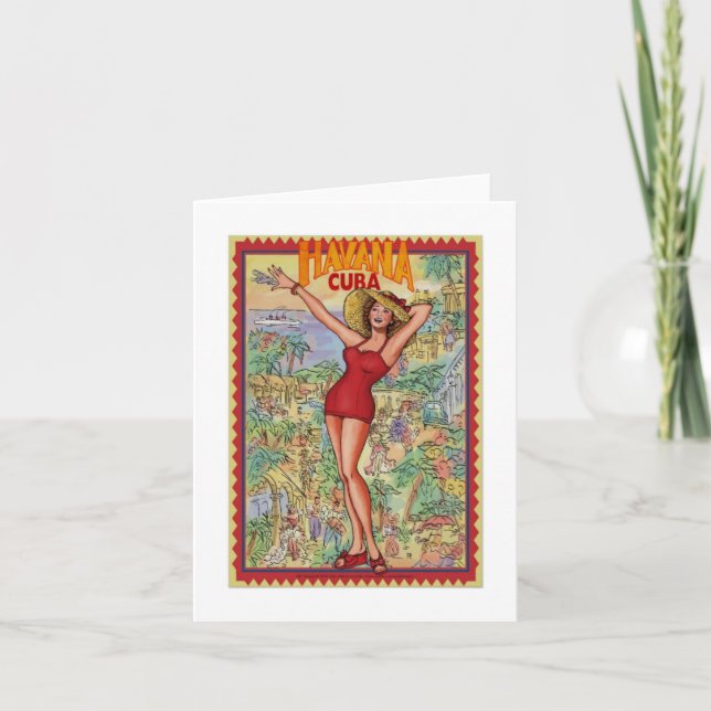 Mujer Havana: Vintage Cubano La Habana Tarjeta Card (Front)