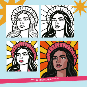 Mujer Latina Hand Drawn Proud of My Roots Square Sticker