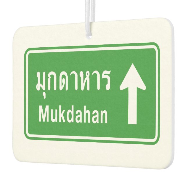 Mukdahan Ahead ⚠ Thai Highway Traffic Sign ⚠ Car Air Freshener (Left)