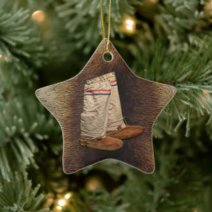 Mukluks On Caribou Fur Ceramic Ornament