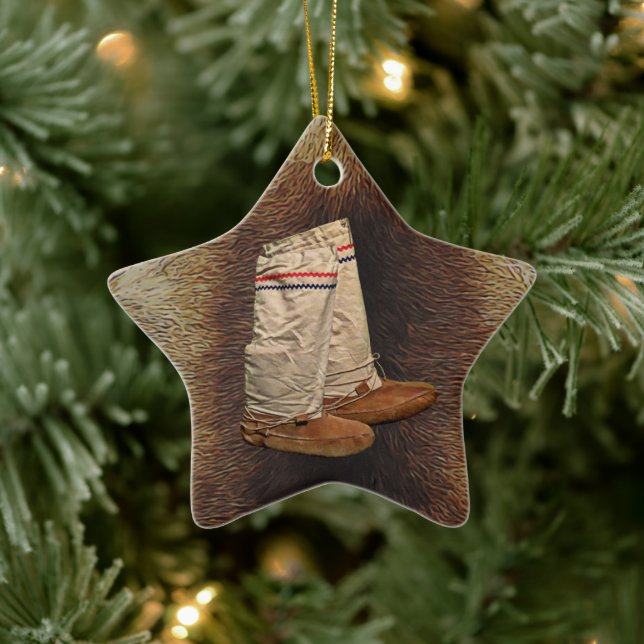 Mukluks On Caribou Fur Ceramic Ornament (Tree)