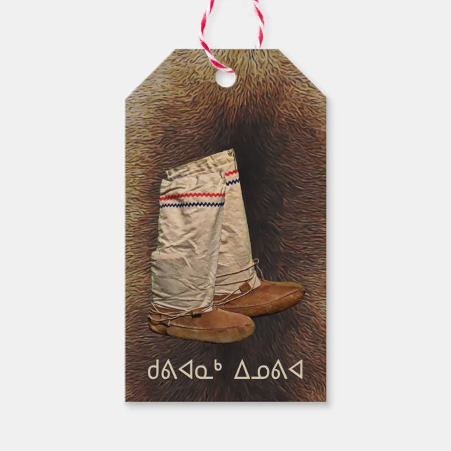 Mukluks On Caribou Fur Gift Tags (Front)