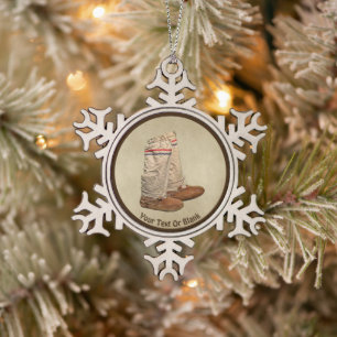 Mukluks On Old Paper Snowflake Pewter Christmas Ornament