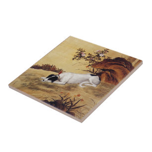 Mukongque 蓦空鹊 ~ Greyhound ~ Giuseppe Castiglione~ Tile