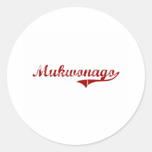 Mukwonago Wisconsin Classic Design Round Sticker