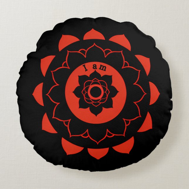  Muladhara Red Mandala Root Chakra  Round Cushion (Front)