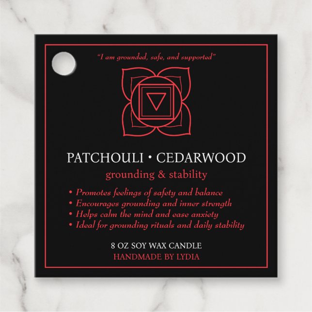 Muladhara Root Chakra Custom Candle Label  (Front)