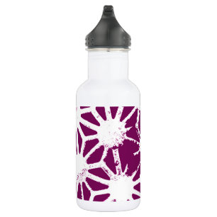 Mulberry and white geometric pattern 532 ml water bottle