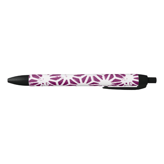 Mulberry and white geometric pattern black ink pen (Bottom)