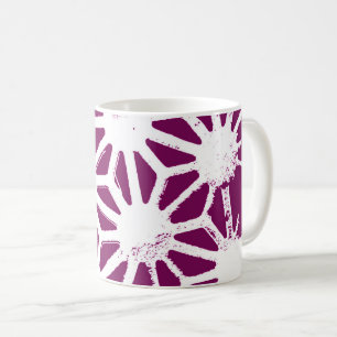 Mulberry and white geometric pattern coffee mug