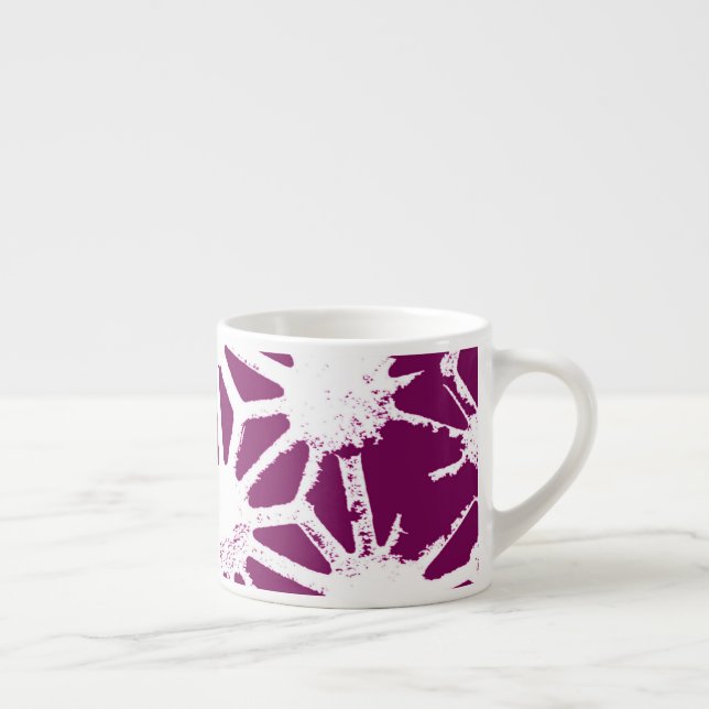 Mulberry and white geometric pattern espresso cup (Right)