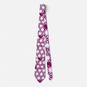 Mulberry and white geometric pattern tie
