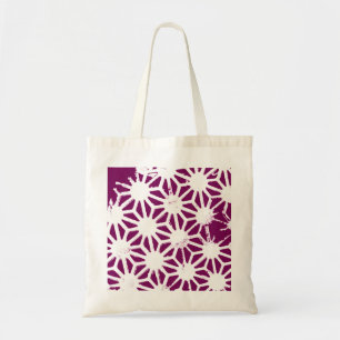 Mulberry and white geometric pattern tote bag