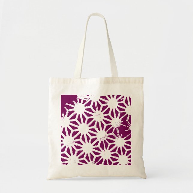 Mulberry and white geometric pattern tote bag (Front)