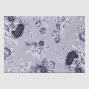 Mulberry Blue Purple Vintage Floral Toile No.4 Tissue Paper