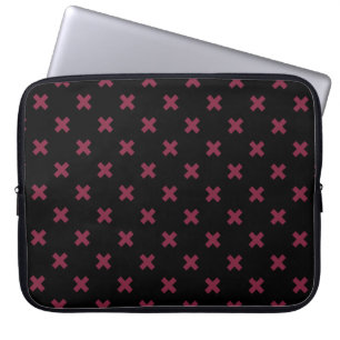 Mulberry cross stitches on black laptop sleeve