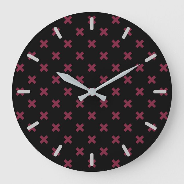 Mulberry cross stitches on black large clock (Front)