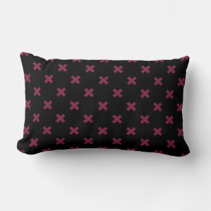 Mulberry cross stitches on black lumbar cushion