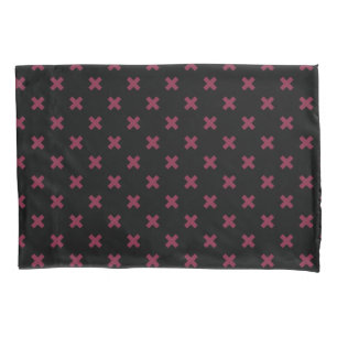 Mulberry cross stitches on black pillowcase