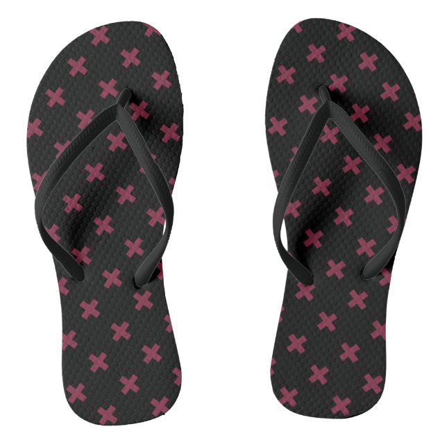 Mulberry cross stitches on black thongs (Footbed)