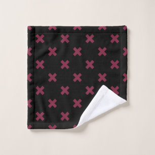 Mulberry cross stitches on black wash cloth
