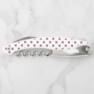 Mulberry cross stitches on white corkscrew