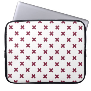 Mulberry cross stitches on white laptop sleeve