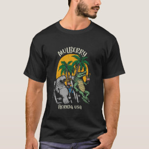 Mulberry Florida USA Funny Manatee and Alligator D T-Shirt