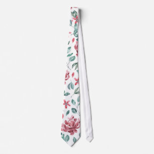 Mulberry green blooms with foliage summer pattern tie